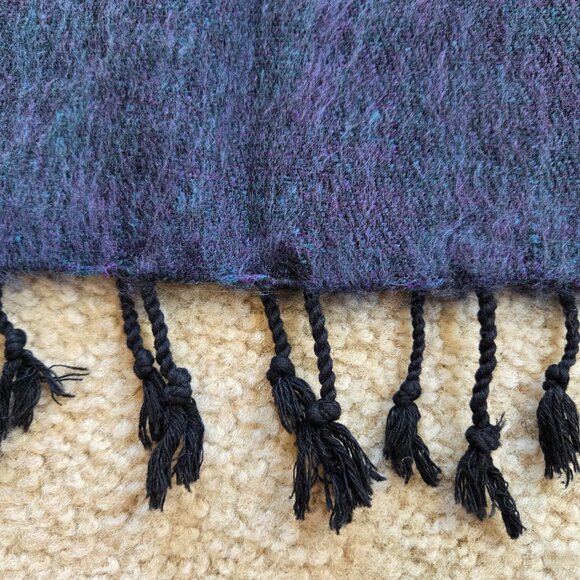 Like New Striped Colorblock Alpaca Scarf Blue Green - Picture 5 of 6